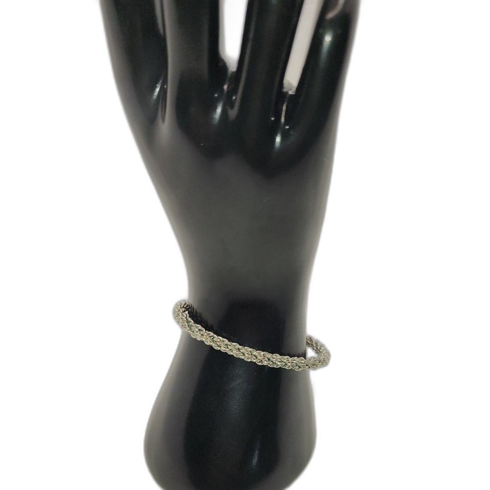 Silver Tone Braided Rope Cuff Bracelet Unisex